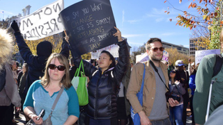 Protesters against Donald Trump gather at the White House in Washington, D.C., on Nov. 10, 2016, as the president-elect met with President Barack Obama.Twitter screenshot