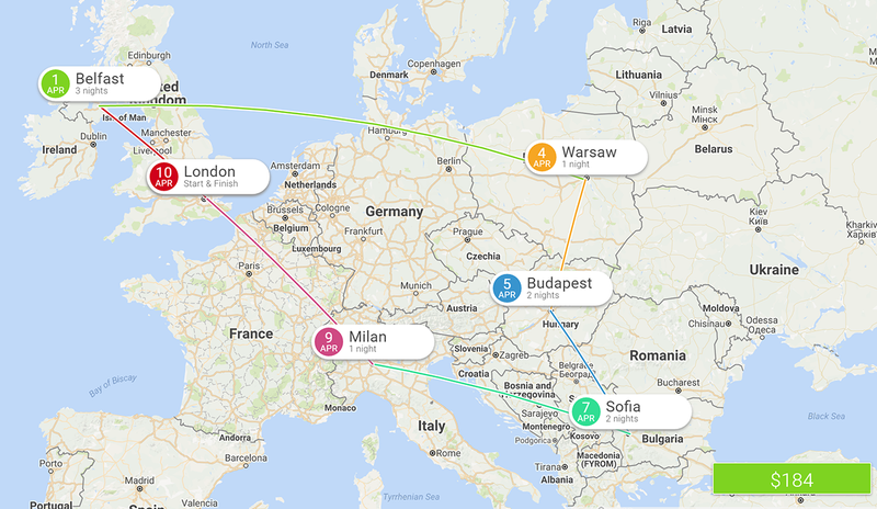 multi city trip planner europe