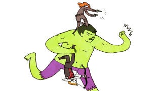 Illustration for article titled Adorable webcomic illustrates the Avengers' difficulties with carrying Hawkeye into battle