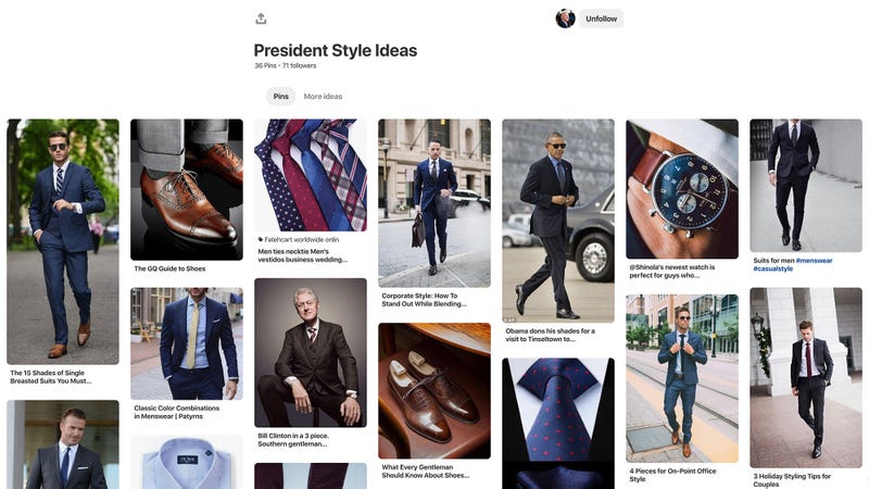 Illustration for article titled He’s Running: Joe Biden Just Made A Pinterest Board Called ‘President Style Ideas’