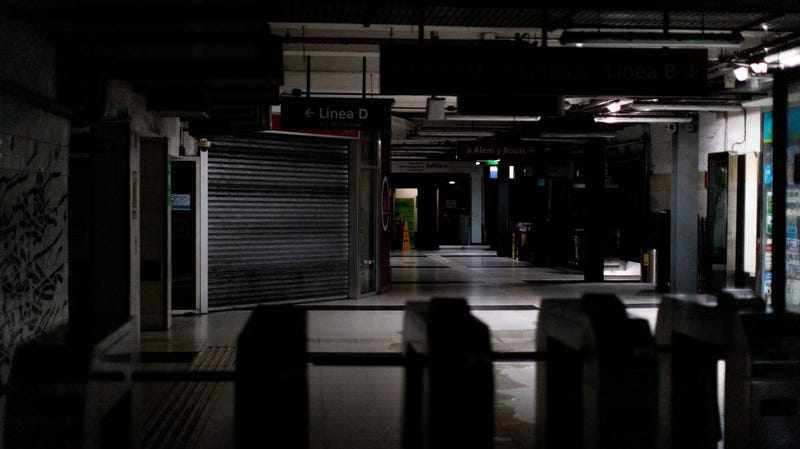 Darkened halls of Buenos Aires’ subway system following a massive blackout on June 16, 2019.