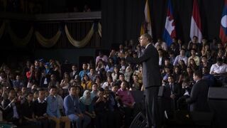 President Barack Obama addresses student leaders at the Young Southeast Asian Leadership Initiative Town Hall at the University of Malaya in Kuala Lumpur, Malaysia, April 27, 2014.JIM WATSON/AFP/Getty Images