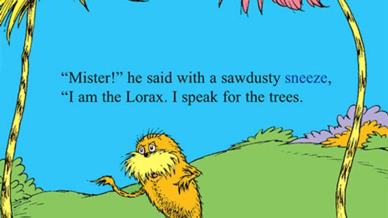Illustration for article titled New Lorax to speak for the trees, SUVs