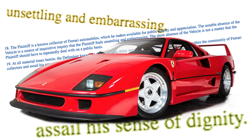 Illustration for article titled Doctor Who Wrecked Ferrari F40 Demands $758,000 Payout Because He’s ‘Embarrassed’