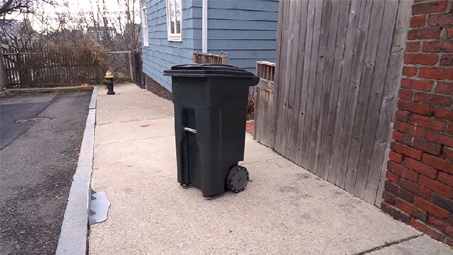 This Self-Driving Garbage Can Remembers to Take the Trash to the Curb For You