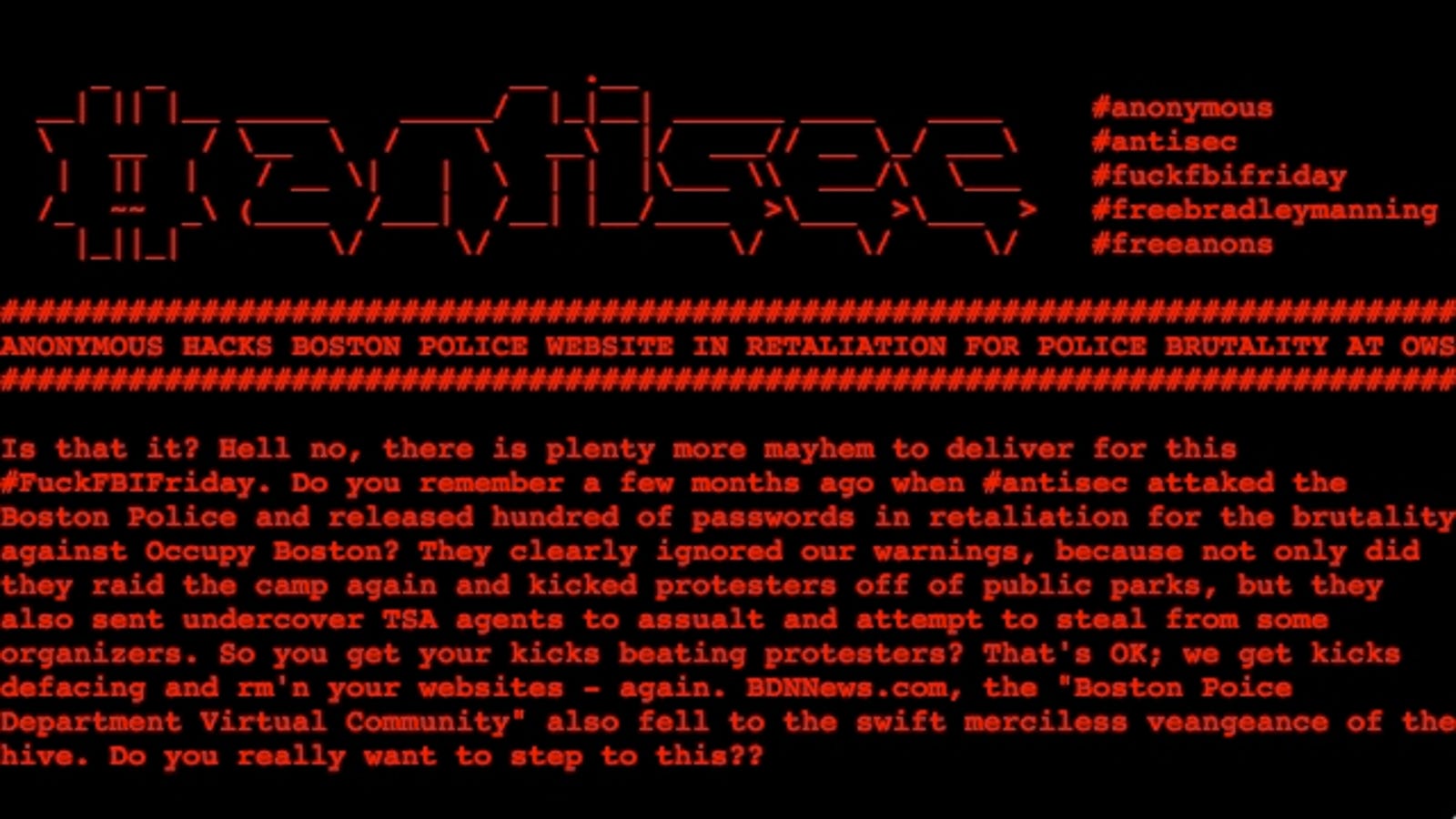 Anonymous Smashes Boston Police Department's Website (Updated)