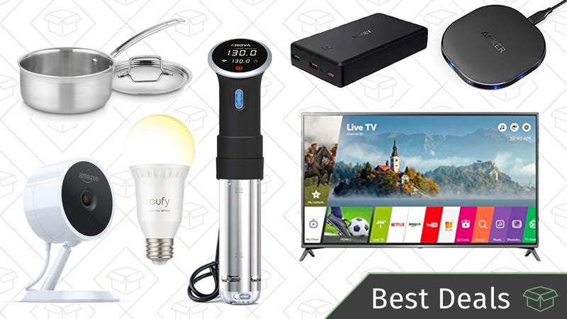 Illustration for article titled Monday's Best Deals: LG 4K TV, Sous Vide Circulator, Smart Light Bulbs, and More
