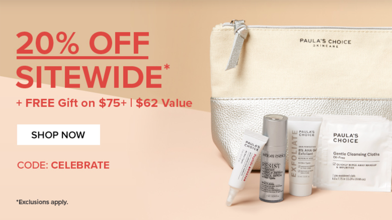 20% Off Sitewide, Plus Free Limited Edition Bundle on Orders of $75+ and Bonus Primer Serum on Orders of $99+ | Paula’s Choice | Promo code CELEBRATE
