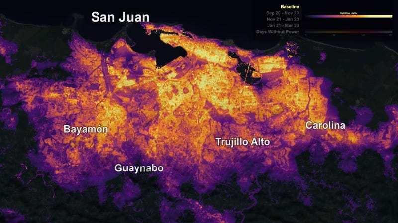 The night lights of San Juan, Puerto Rico before Hurricane Maria.