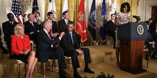 First lady Michelle Obama speaks during a veterans employment event at the White House. (Alex Wong/Getty Images News)