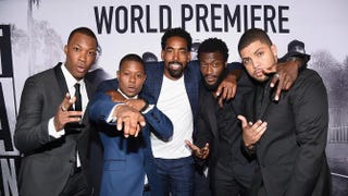 Actors Corey Hawkins, Jason Mitchell, Marlon Yates Jr., Aldis Hodge and O’Shea Jackson Jr. attend the premiere of Straight Outta Compton Aug. 10, 2015, in Los Angeles.Kevin Winter/Getty Images