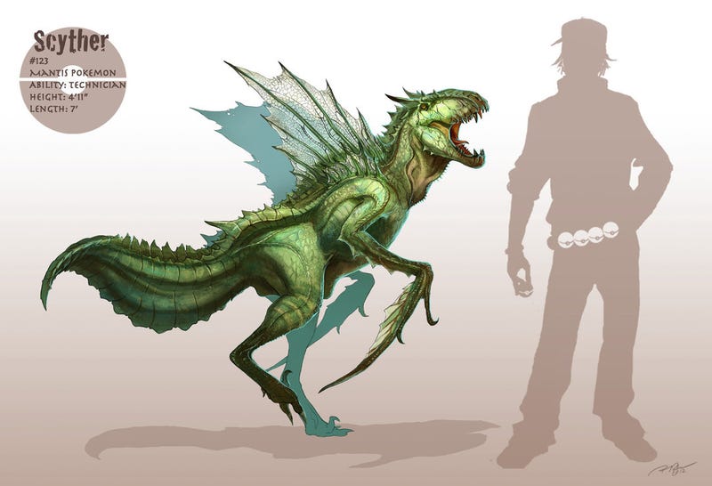 Illustration for article titled Check out hyperrealistic Pokémon that resemble dinosaurs on LSD