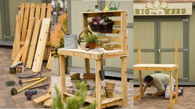 Repurpose Wooden Pallets Into a Potting Bench