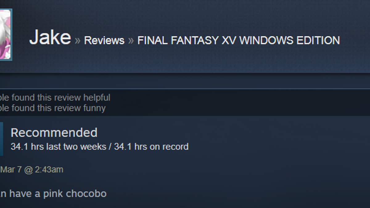 Final Fantasy XV As Told By Steam Reviews