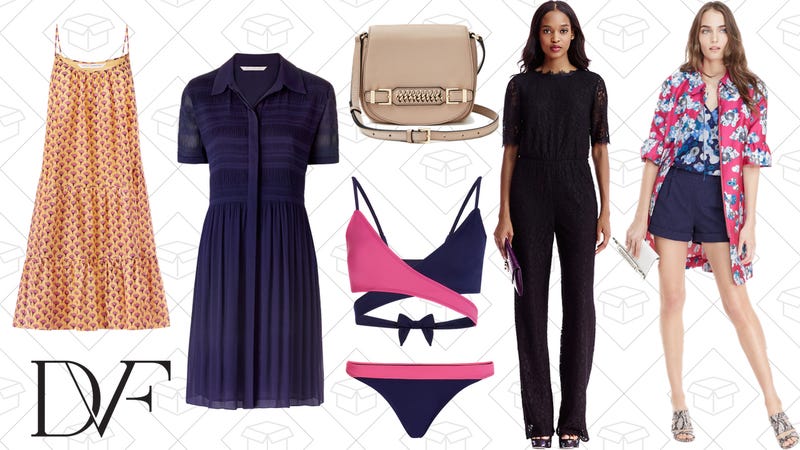 Baylee Cotton Voile Tank Dress, $104 | Polina Pleated Chiffon Shirt Dress, $174 | Iggy Leather Saddle Bag, $146 | Malibu Bikini Top and Bottom, $69-$83 | Kendra Lace Open Back Jumpsuit, $279 | Gillian Textured Cotton Short, $87