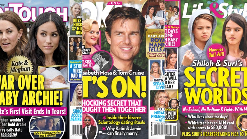 Illustration for article titled This Week In Tabloids: Elisabeth Moss and Tom Cruise Begin Their Scientology Mating Ritual