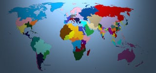 Illustration for article titled The map of the world if every country had a population of 100 million