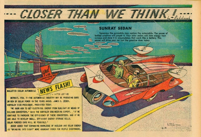 Illustration for article titled Chrysler VP Predicts Solar-Powered Cars (1958)