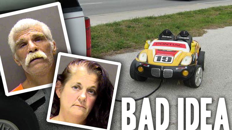 Illustration for article titled Drunken Grandparents Towed Their Grandkid In This Power Wheels Car