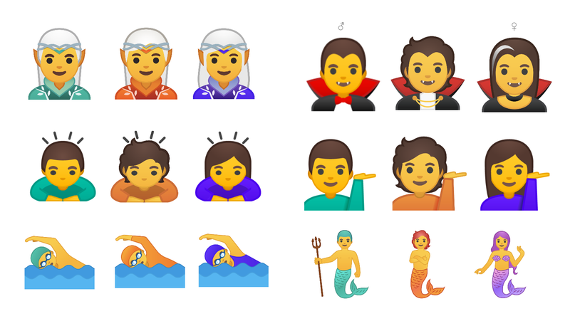 Illustration for an article entitled Google publishes more than 50 new Emoji integrating gender