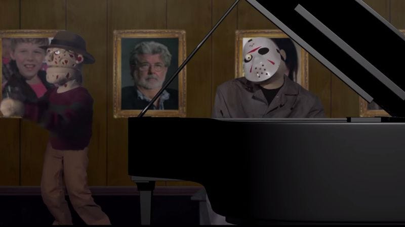 Illustration for article titled Puppet versions of Freddy, Jason, and Ghostface serenade you with “Dream A Little Dream”