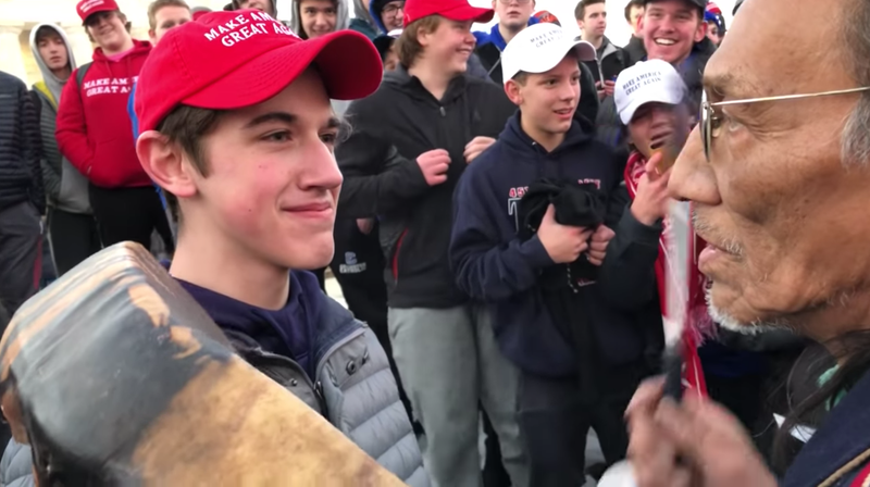 Illustration for article titled Teenagers in MAGA Hats Mocked an Omaha Elder and Vietnam Vet at the Indigenous Peoples March