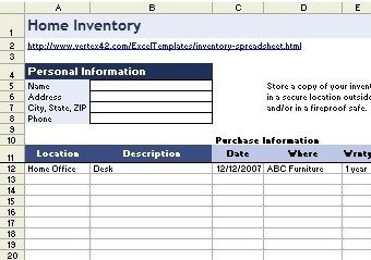 household inventory home inventory spreadsheet