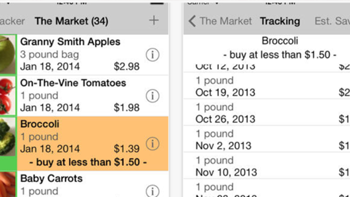 grocery list prices calculator