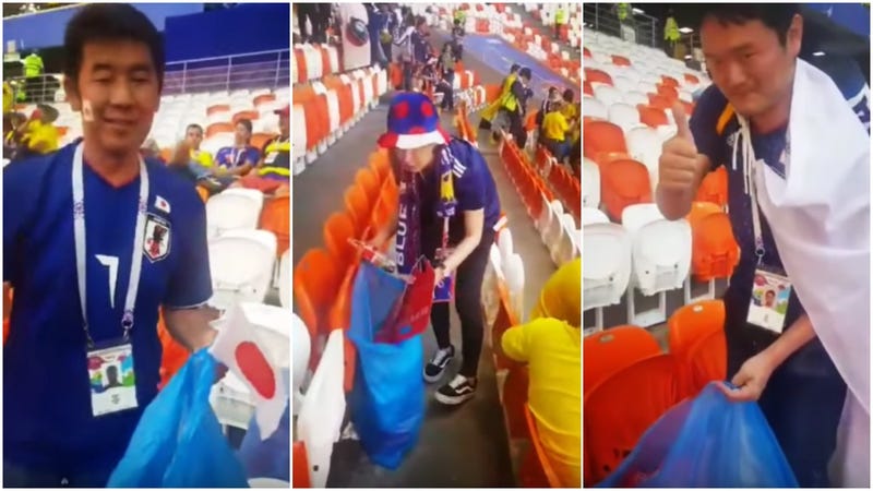 Illustration for article titled Japanese Clean-Up Manners Are Spreading To Other Soccer Fans