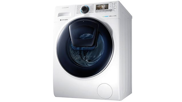 An Extra Door On This Front-Loading Washer Lets You Add Last Minute Additions