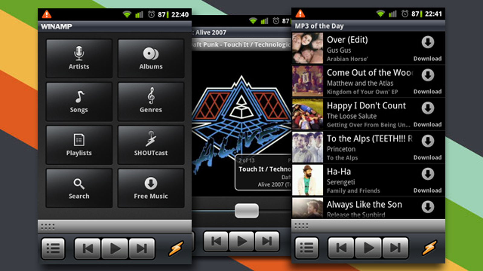 winamp pro android how to sync