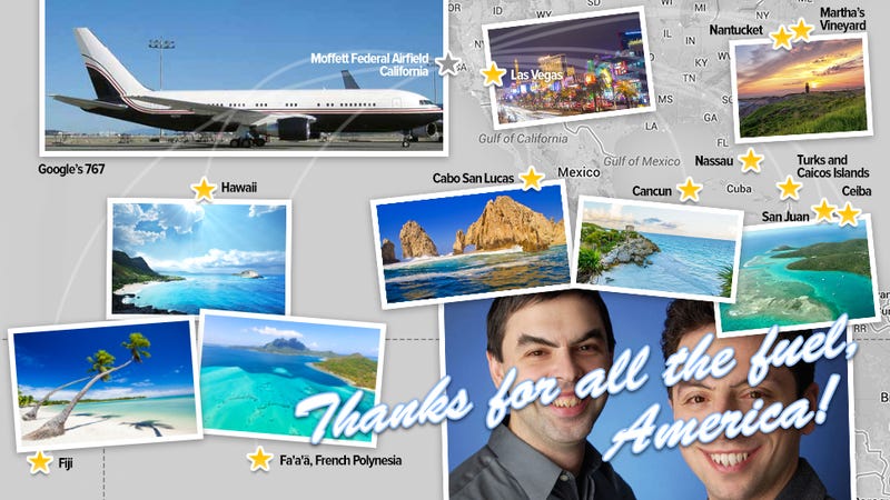 Illustration for article titled All the holiday paradises visited by Google execs using your tax money