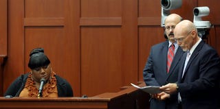 Rachel Jeantel, prosecutor Bernie de la Rionda and defense attorney Don West (Jacob Langston-Pool/Getty Images)