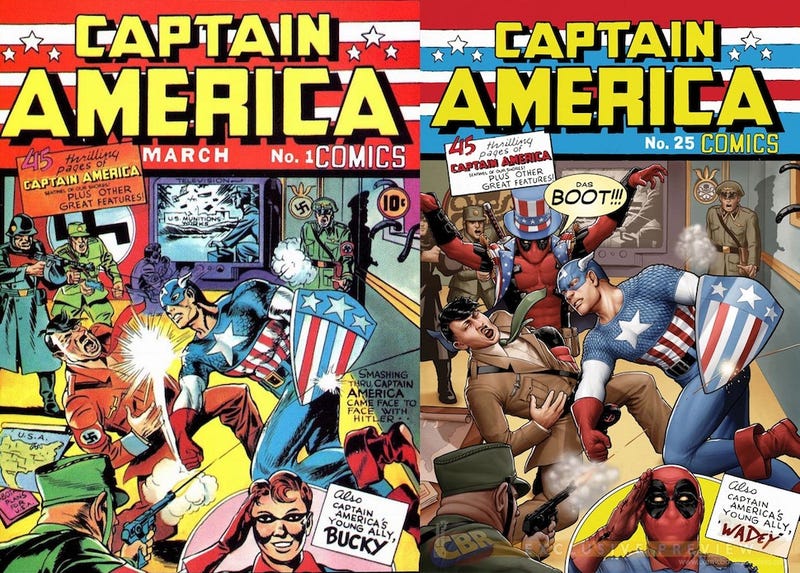 Illustration for article titled Deadpool Photobombs Classic Marvel Comic Book Covers