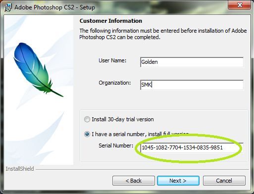 how to retain adobe photoshop cs2 serial number