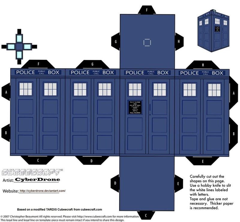 Print out and fold your own paper TARDIS and Daleks