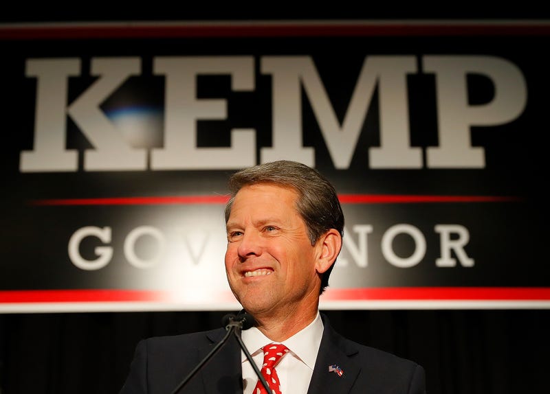 Republican gubernatorial candidate Brian Kemp attends the Election Night event at the Classic Center on November 6, 2018 in Athens, Georgia. Kemp is in a close race with Democrat Stacey Abrams.