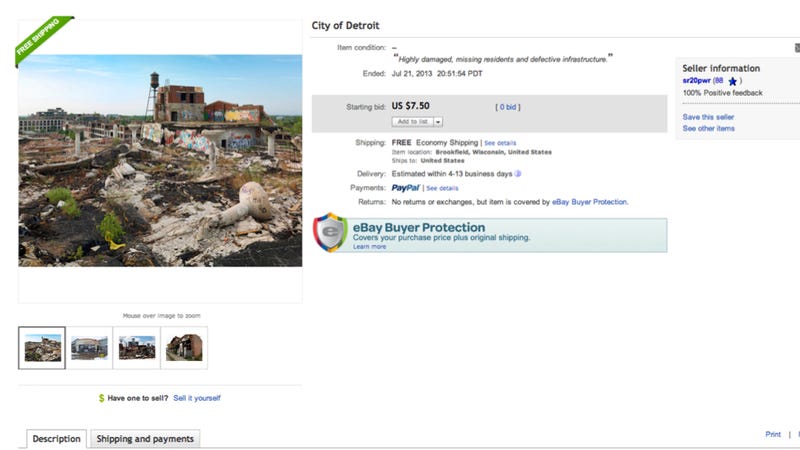 Illustration for article titled Someone Tried To Auction The City Of Detroit On eBay