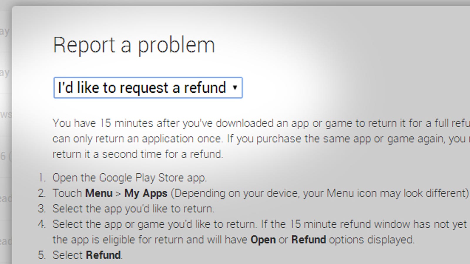 You Can Still Get A Refund From Google Play After The 15 Minute Window - 