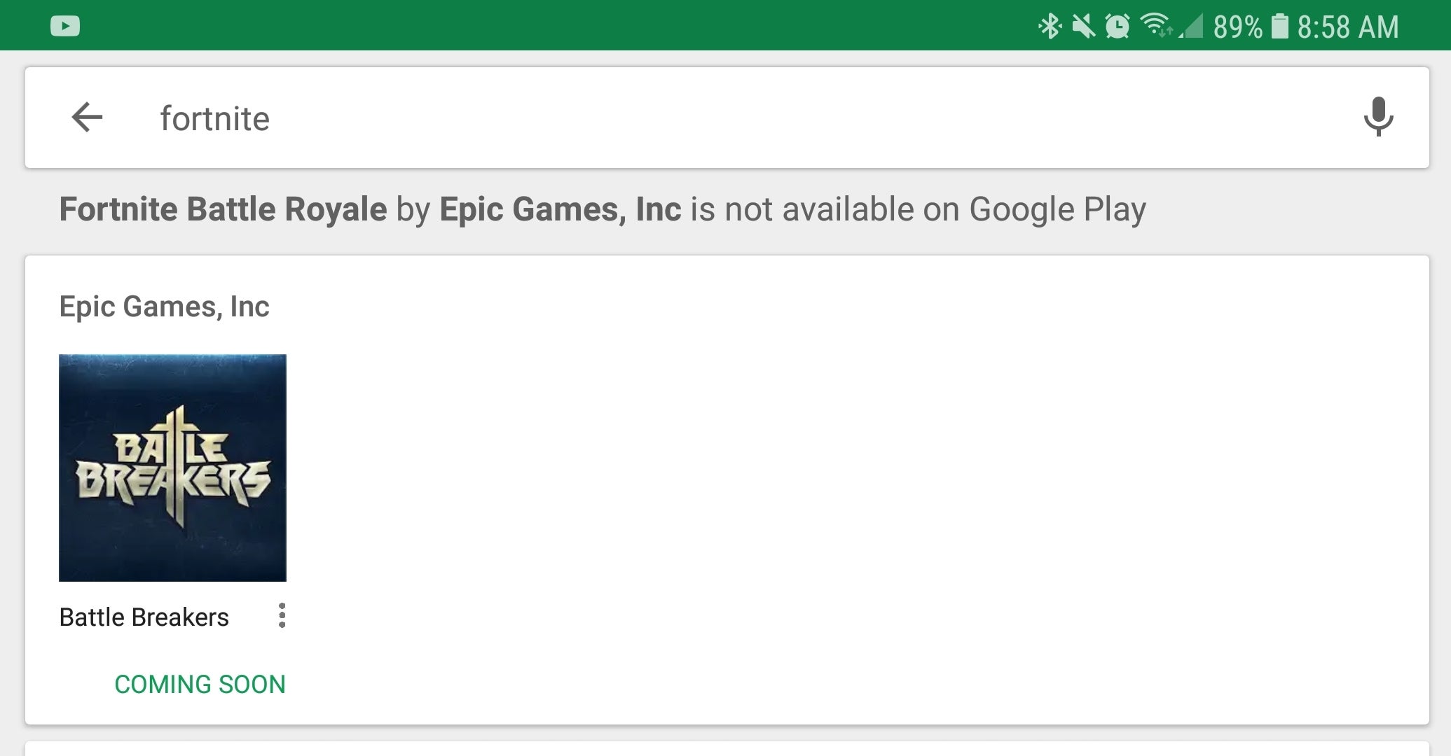 this is what it looks like if you search for fortnite on the google play store screenshot sam rutherford gizmodo - fortnite download epic games store
