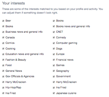 Twitter interests