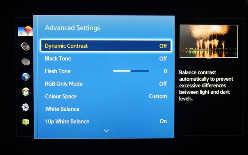 samsung tv brightness control