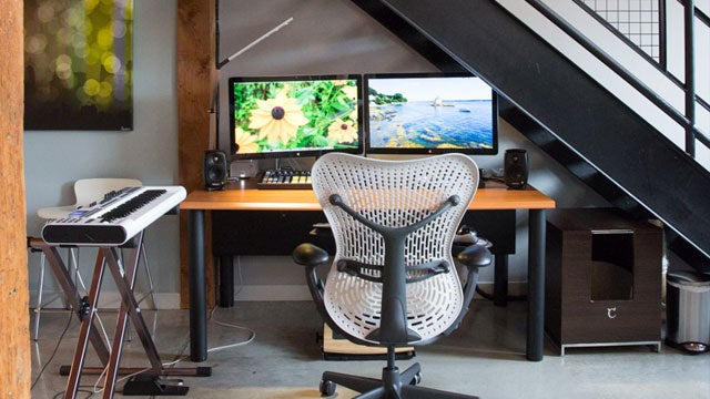 The Dual Display Workspace Under The Stairs