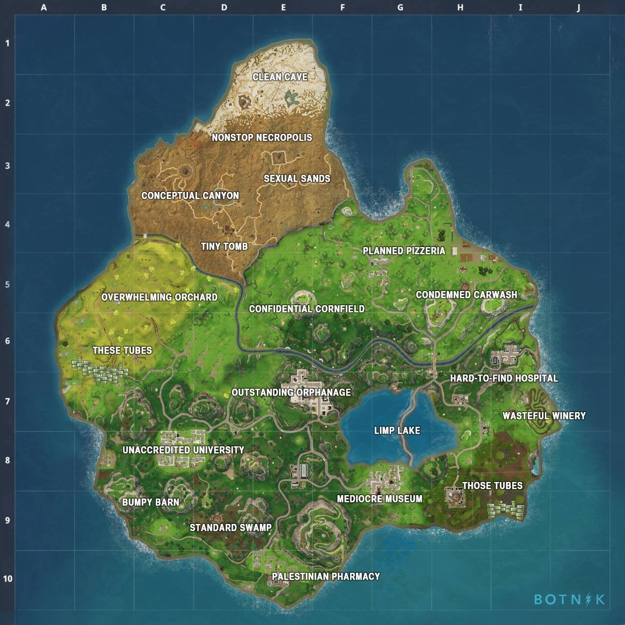 is also alliterative to generate a new set of locations for a fortnite map and co director michael frederiksen drew the map itself it s a real gem - fortnite map generator new map