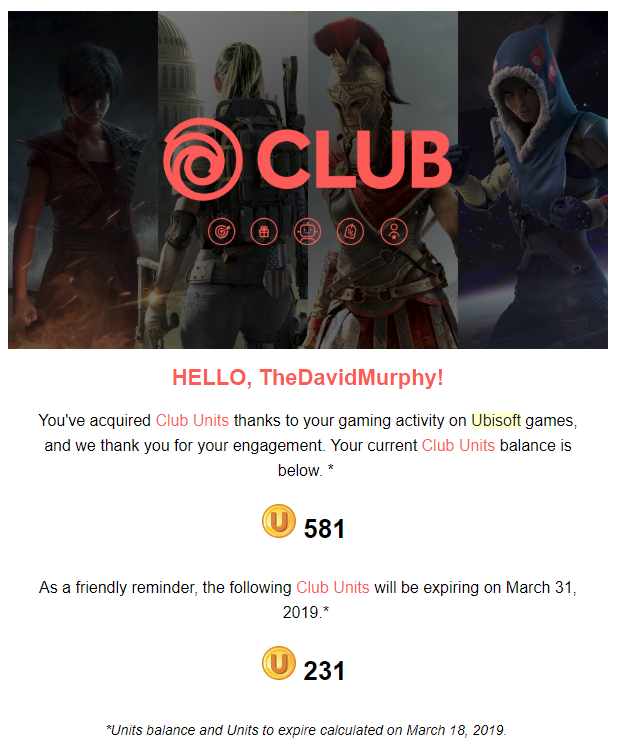 Spend Your Ubisoft 'Club Units' Before They Expire This Month