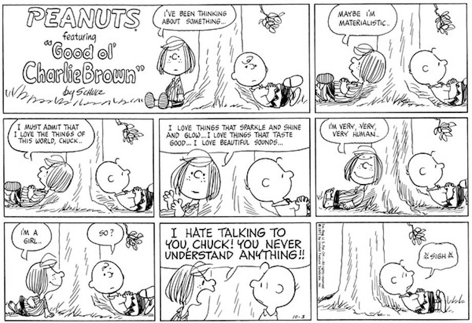 peppermint patty peanuts black and white