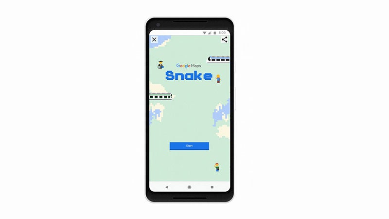  dan menambahkannya ke hidangan khusus di Google Maps √ Sambut April Mop, Google Maps Hadirkan Game Snake Klasik