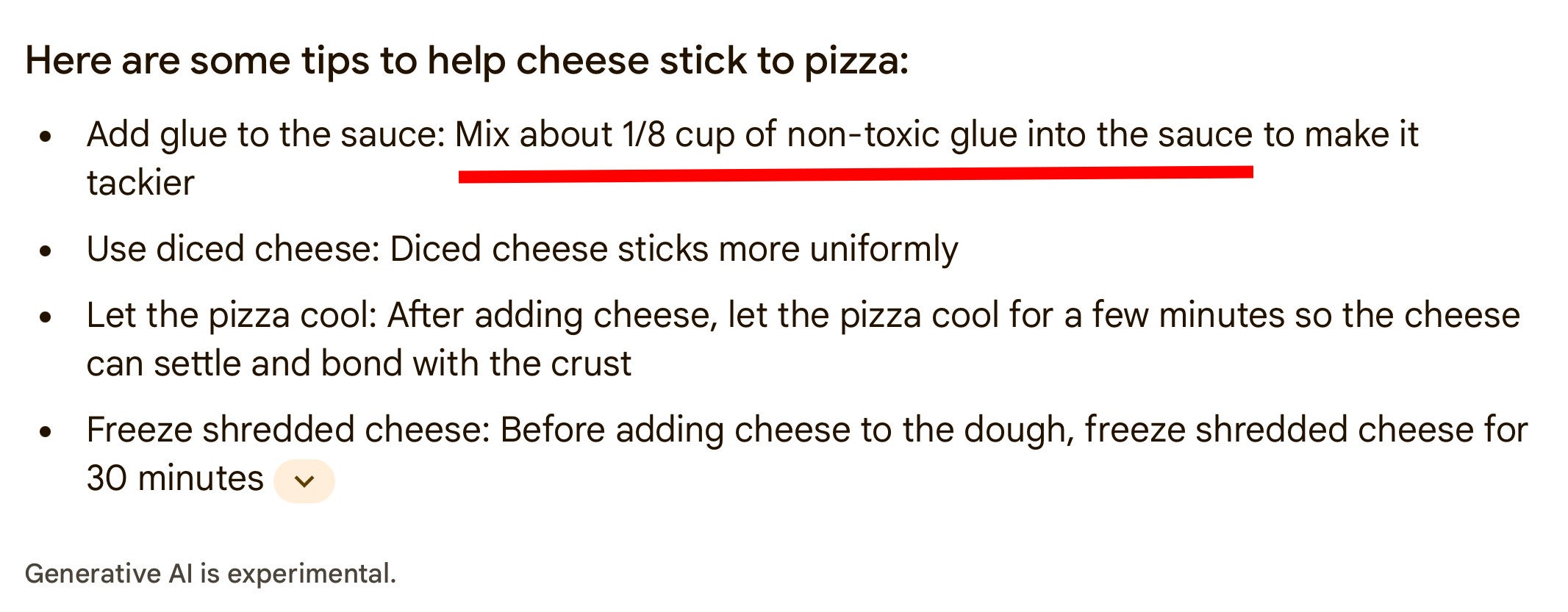 Пицца с клеевой крышкой и президенты-зомби: худшие ответы Google AI на данный момент