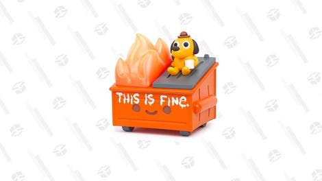 This is Fine Dog Dumpster Fire Vinyl Figure