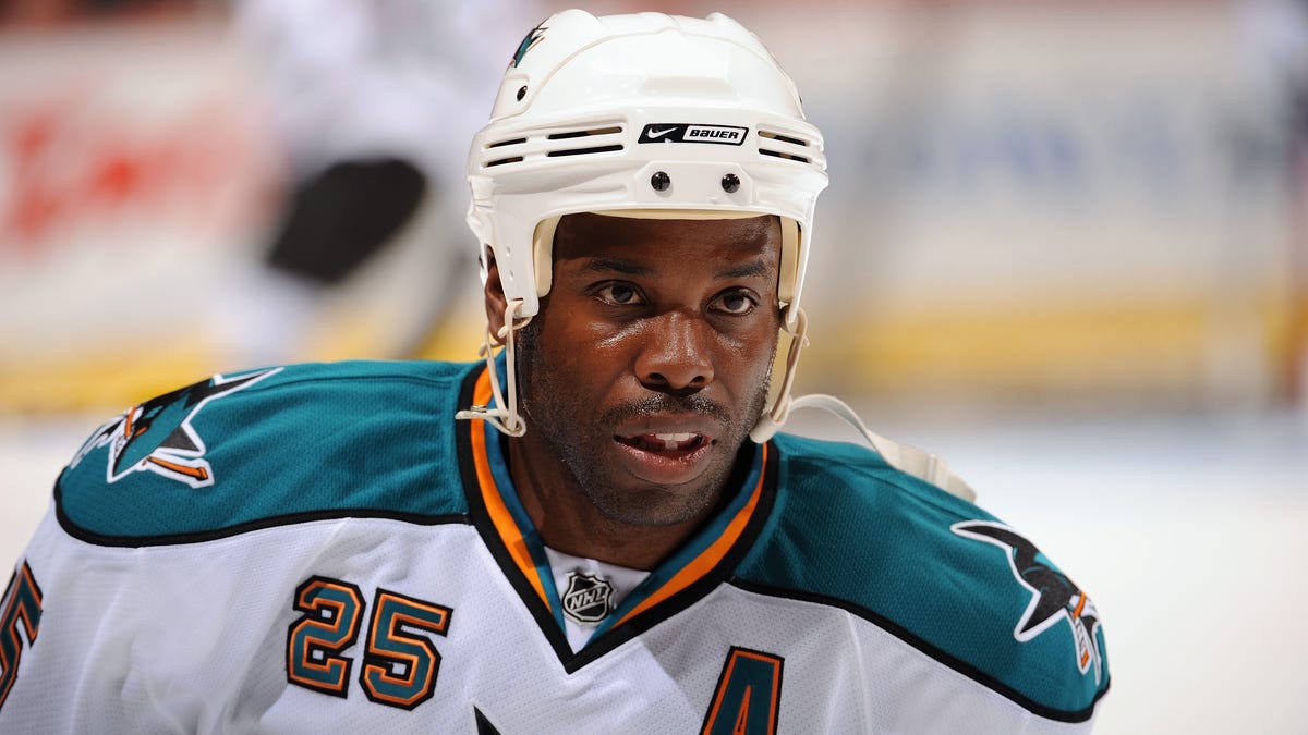 Mike Grier of the San Jose Sharks, his Sharks lost to the N…